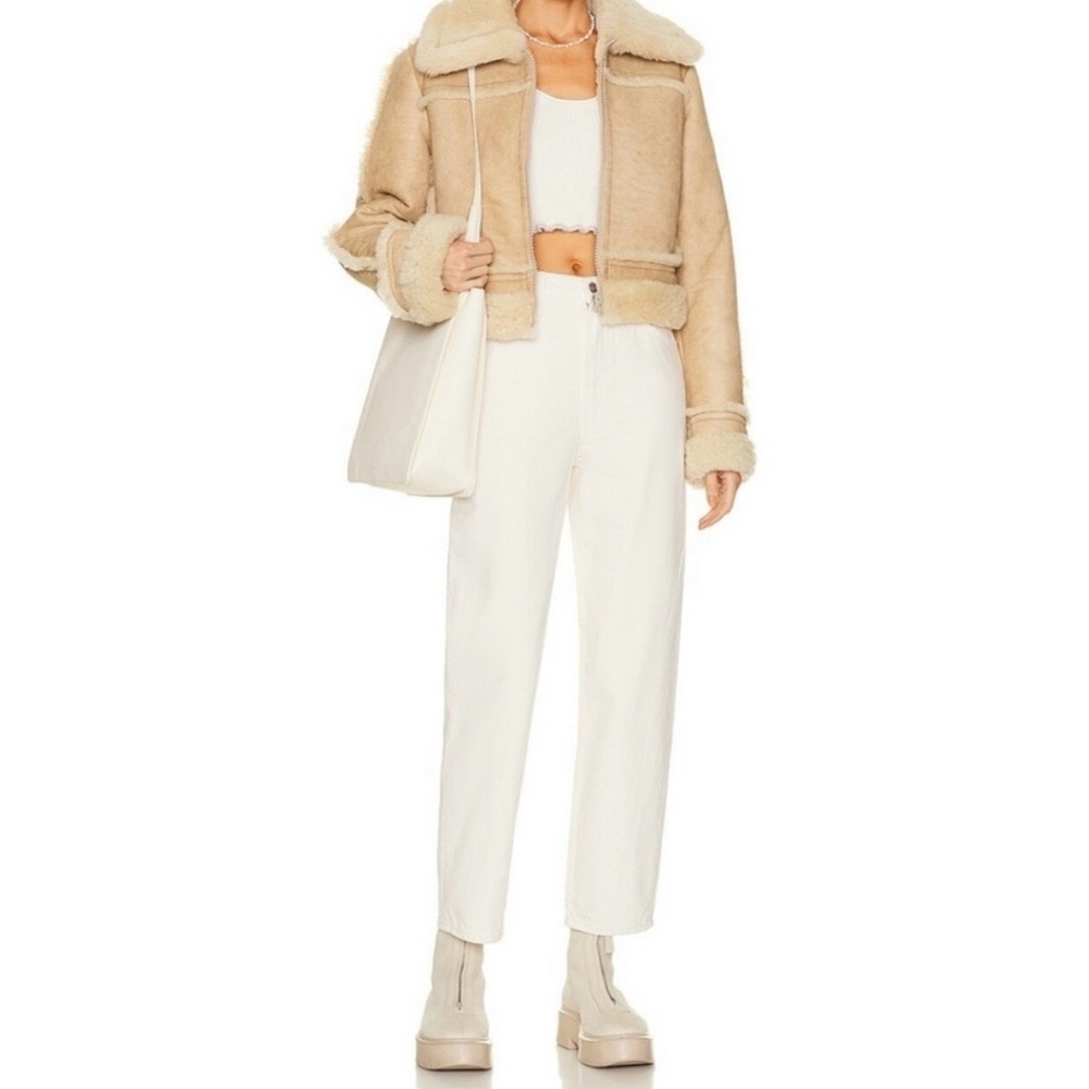 MOTHER SNACKS! High Waisted Double Stack Ankle Natural Straight Leg Jeans